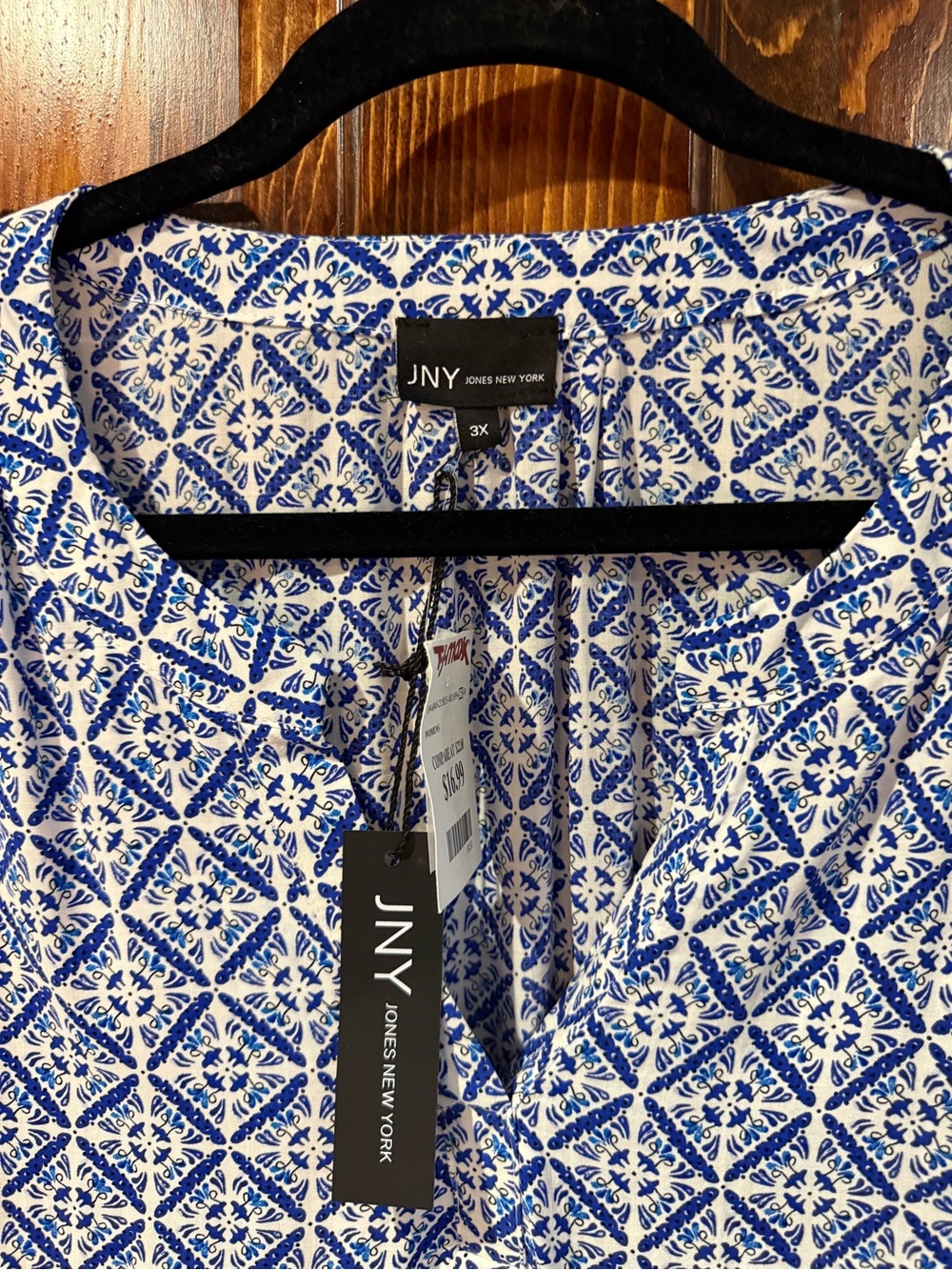 JNY Collection Blue & White Printed Women's Tunic - Picture 4 of 9
